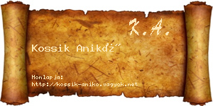 Kossik Anikó névjegykártya